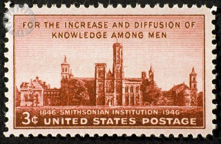 1946 stamp commemorating the centennial of The Smithsonian Institution. Photo courtesy of The Smithsonian Institution